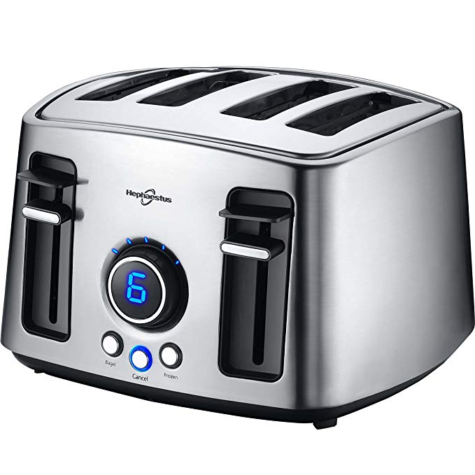 Hephaestus 120V Stainless Steel 4Slice Wide Slot Toaster The Top