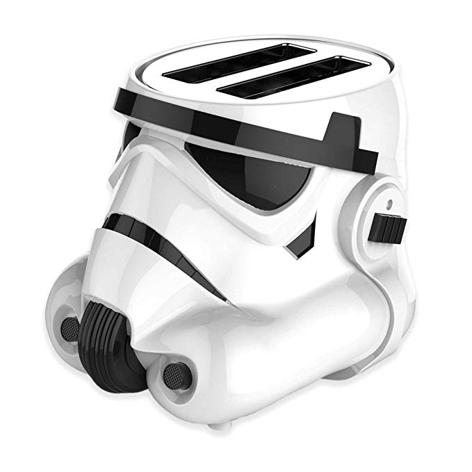 An image related to Uncanny Brands 850W Plastic Stormtrooper 2-Slice White 2-Mode Cool Touch Wide Slot Toaster