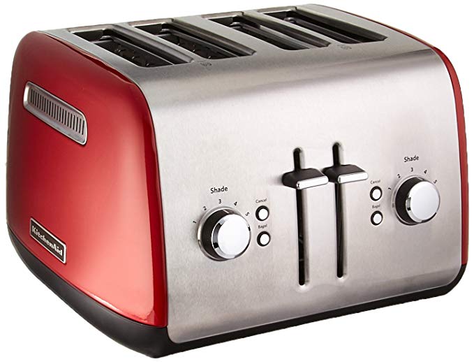 An image of KitchenAid 4-Slice Empire Red 7-Mode Wide Slot Toaster