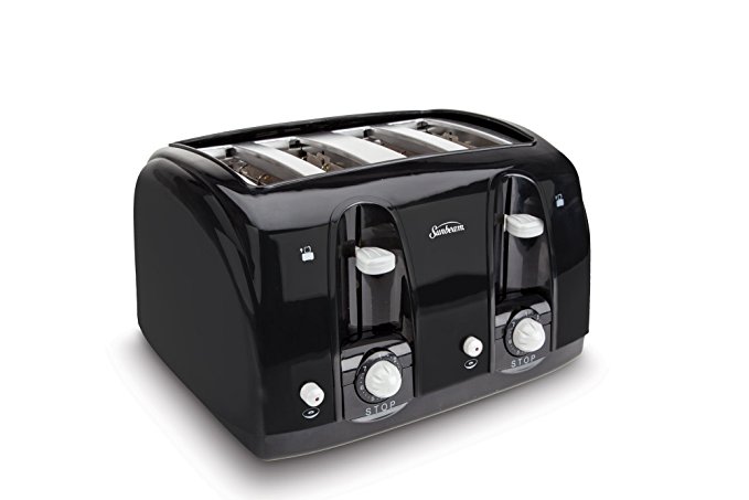 An image of Sunbeam 4-Slice Modern Black 7-Mode Wide Slot Toaster