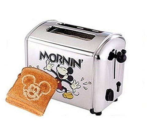 An image related to VillaWare V5555-15 Stainless Steel Mickey Mouse 2-Slice Classic Silver 5-Mode Compact Wide Slot Toaster