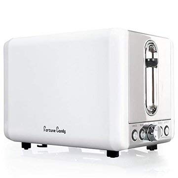 An image of Fortune Candy 110V Stainless Steel 2-Slice White Wide Slot Toaster | The Top Toasters 