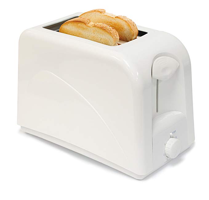 An image of Continental Electric Plastic 2-Slice White Cool Touch Toaster