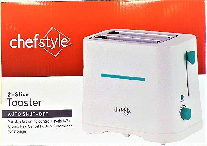 An image related to Chef Style 650W 2-Slice White 7-Mode Wide Slot Toaster