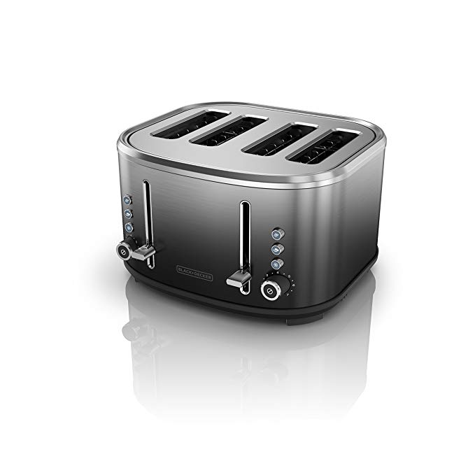 An image related to BLACK+DECKER Stainless Steel 4-Slice Modern Black 7-Mode Wide Slot Toaster