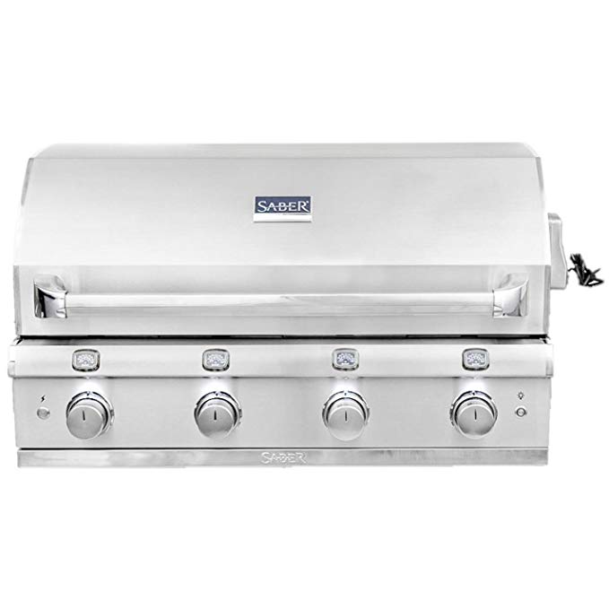 An image related to Saber R67SB1017 Natural Gas Stainless Steel Built-In Infrared Covered Grill