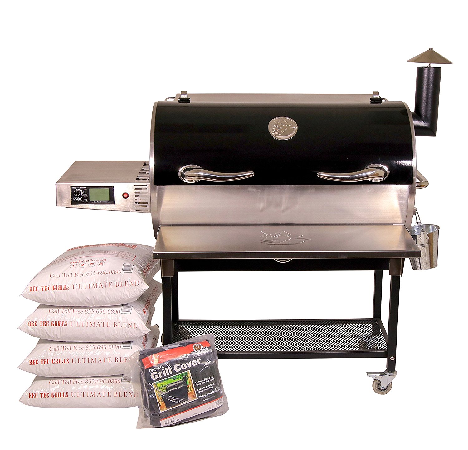 An image of Bull Wood Pellet Stainless Steel Covered Grill from REC TEC Grills | KnowYourGrill 