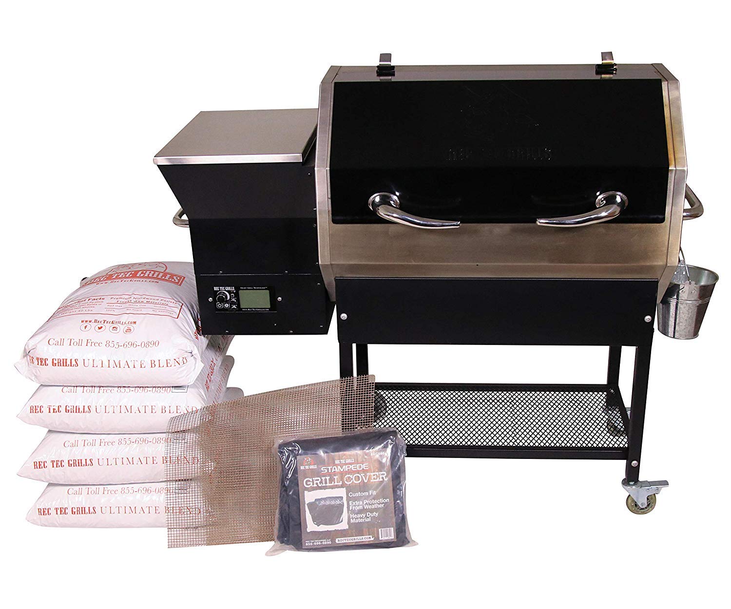 An image of Stamped Wood Pellet Stainless Steel Covered Grill from REC TEC Grills | KnowYourGrill 