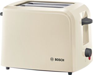 An image of Bosch 980W Plastic Cream Compact Toaster