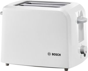 An image related to Bosch 980W Plastic White Compact Toaster