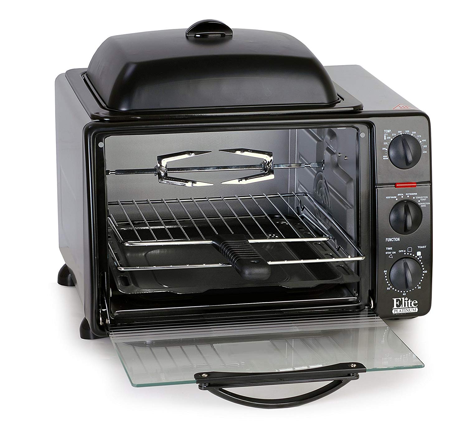 An image of Elite Cuisine ERO-2008SZ Black Convection Countertop Extra Large Toaster Oven