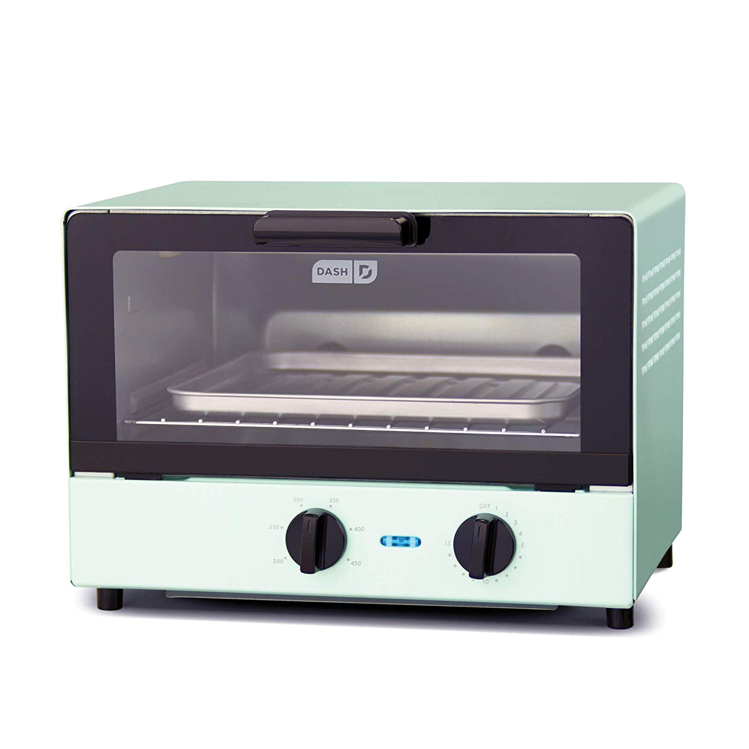 An image of DASH DCTO100GBAQ04 Aqua Countertop Compact Toaster Oven | Toasty Ovens 