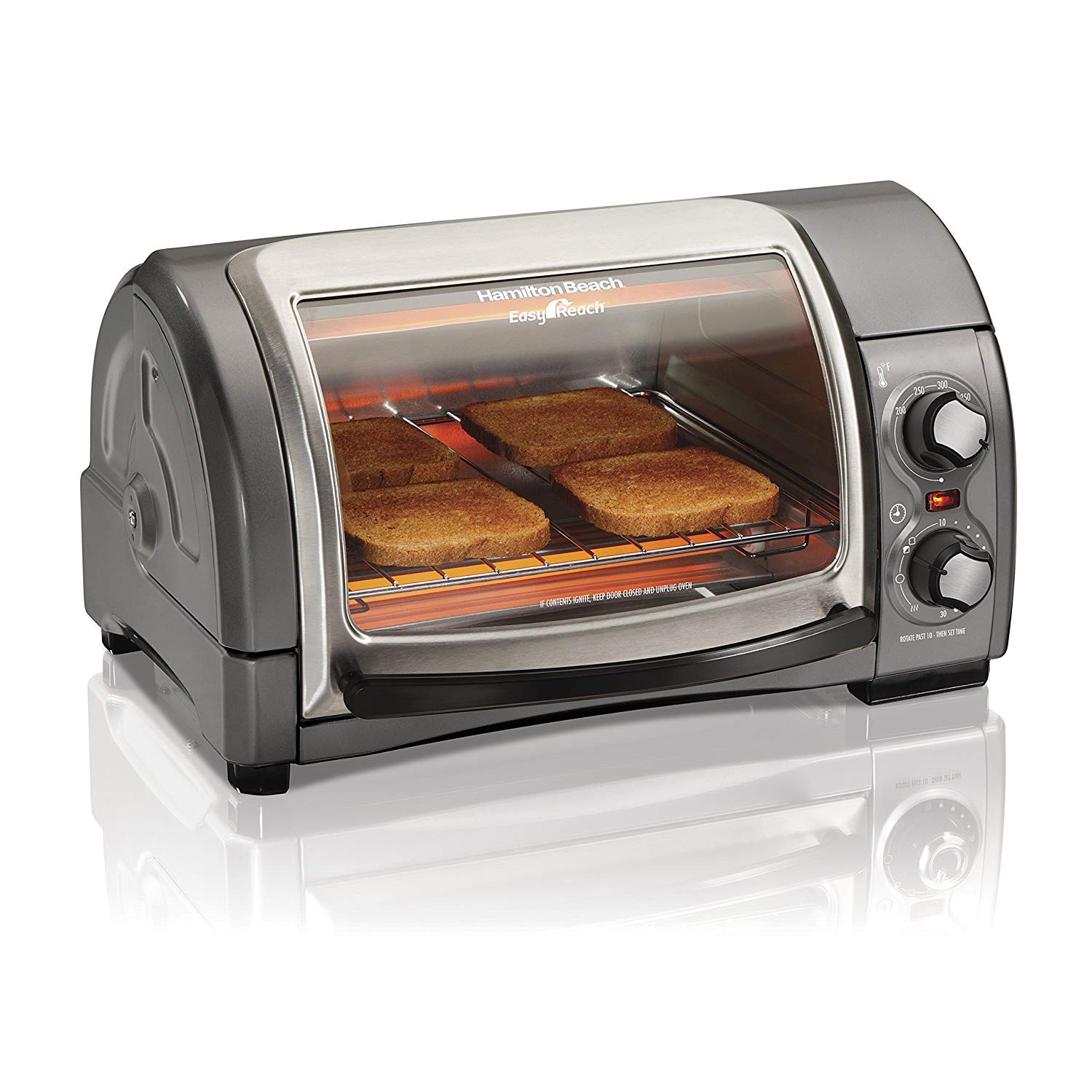 black+decker 4-slice countertop toaster oven, stainless steel silver  to1322sbd 