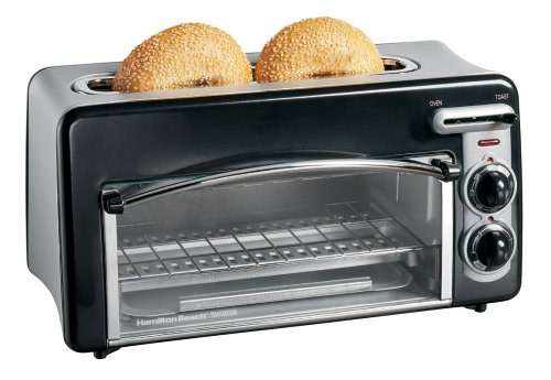 An image of Hamilton Beach Toastation 22708 Black Countertop Compact Two Slice Toaster Oven | Toasty Ovens 