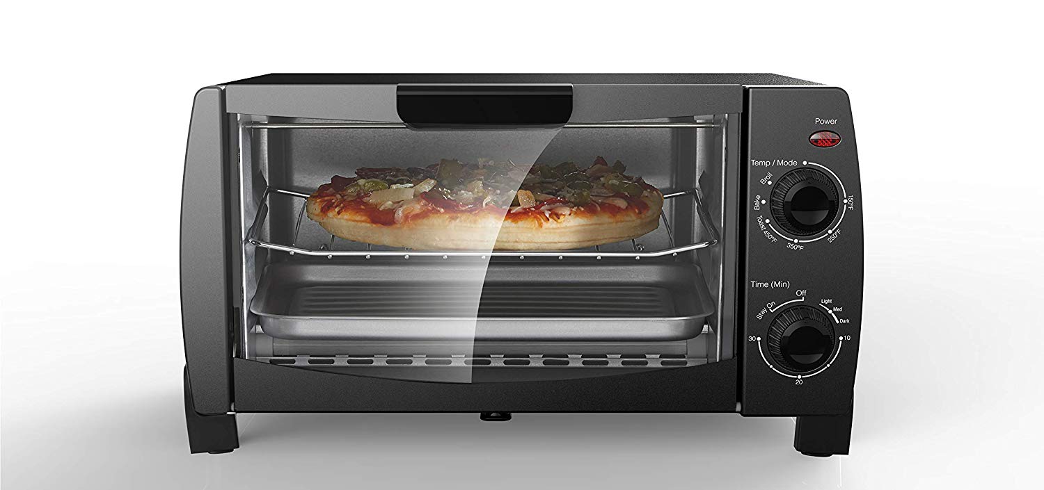 An image related to Mainstay MG10BFK-B Black Quartz Four Slice Toaster Oven