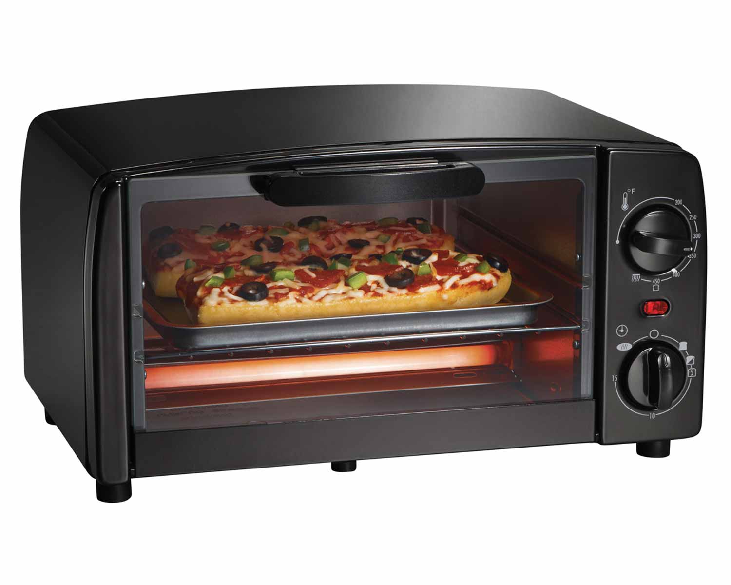 An image of Proctor Silex 31118R Black Extra Large Four Slice Toaster Oven