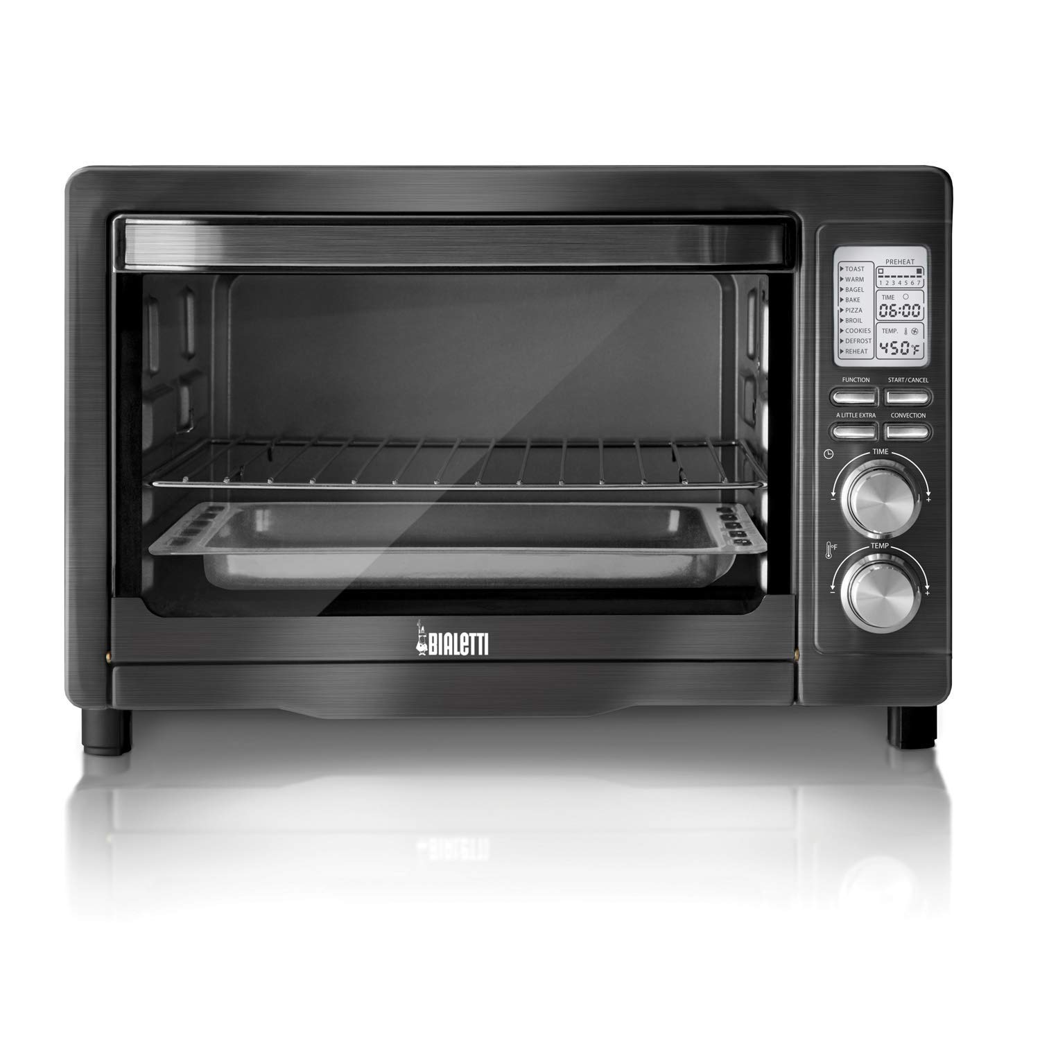 An image related to Bialetti 35047 Black Stainless Steel Convection Large Six Slice Toaster Oven