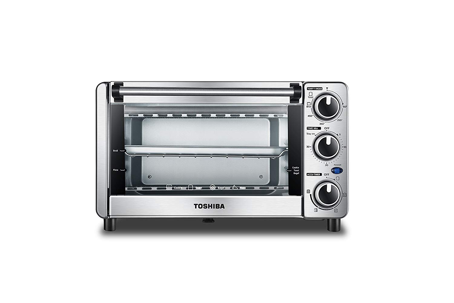 An image related to Toshiba MG12GQN-SS Stainless Steel Countertop Four Slice Toaster Oven