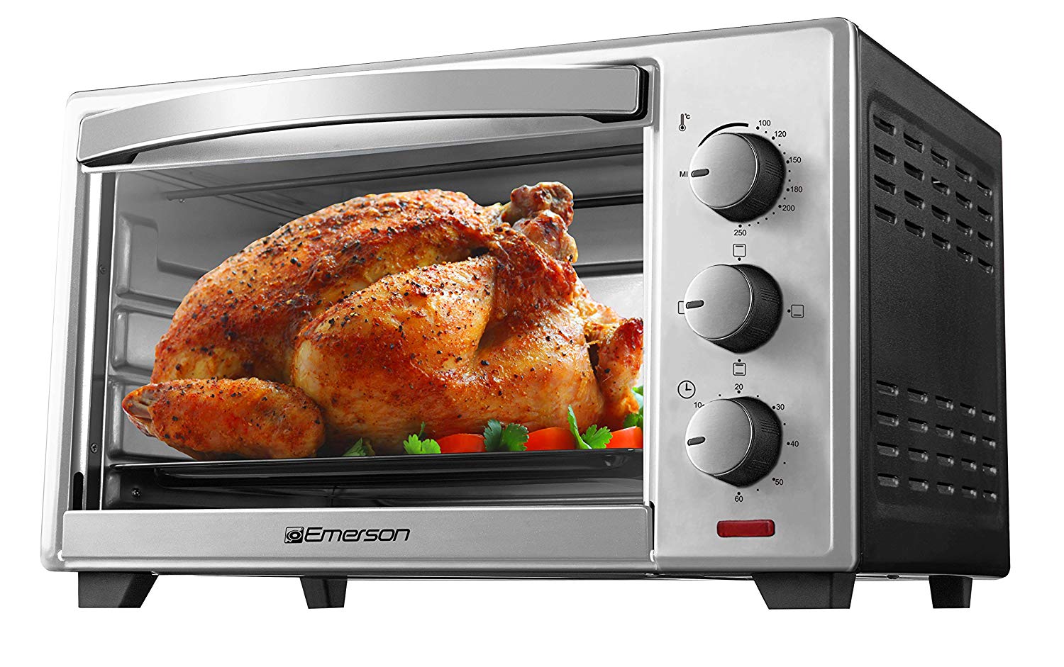 An image related to Emerson ER101003 Silver Turbo Convection Countertop Six Slice Toaster Oven