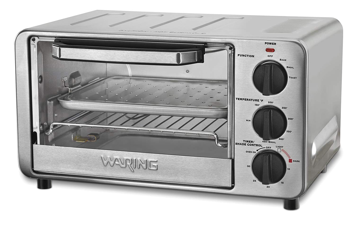 An image of Waring Pro WTO450SIL Silver Four Slice Toaster Oven | Toasty Ovens 