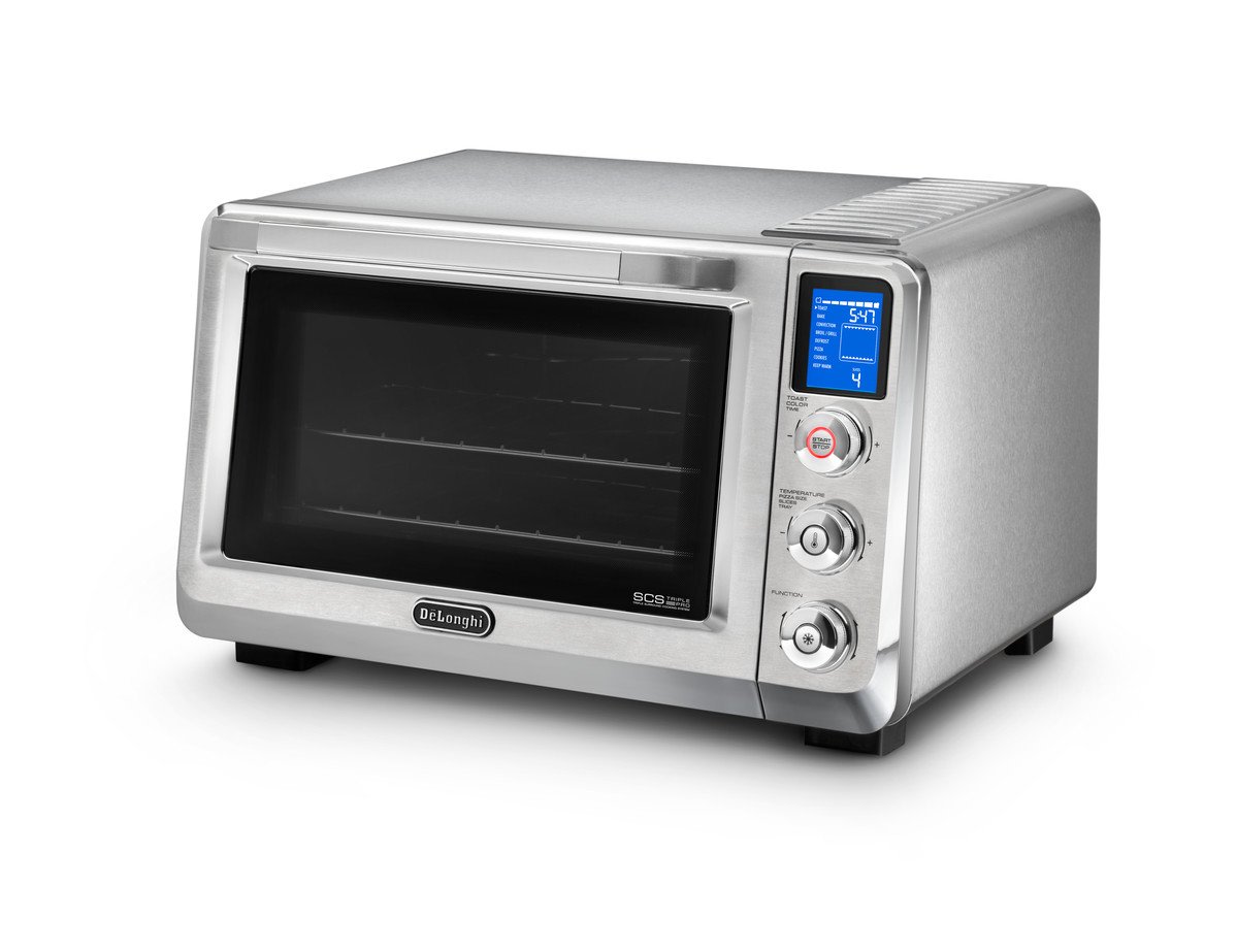 An image of DeLonghi Livenza EO241250M Stainless Steel Convection Countertop Compact Toaster Oven