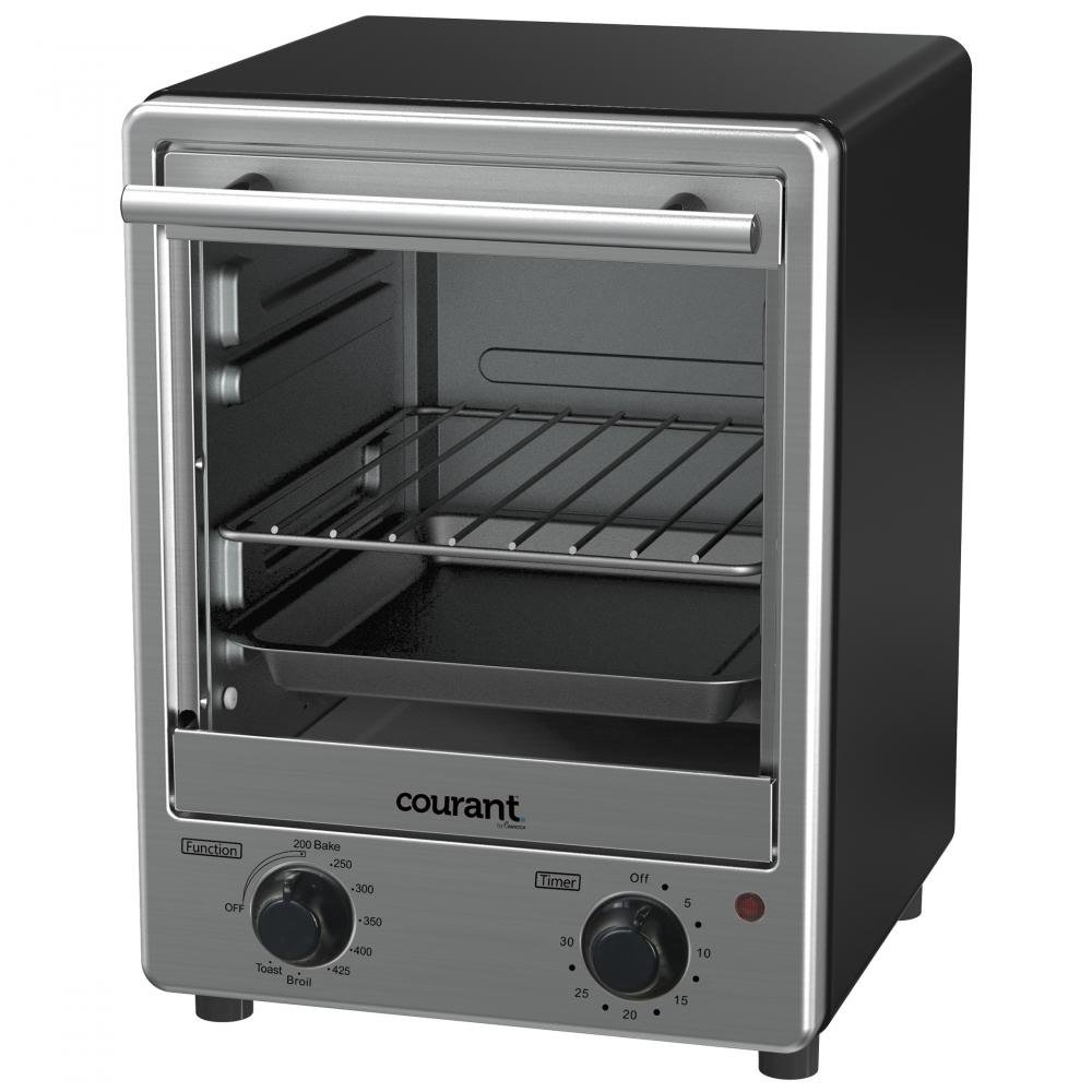 An image related to Courant Black Countertop Four Slice Toaster Oven