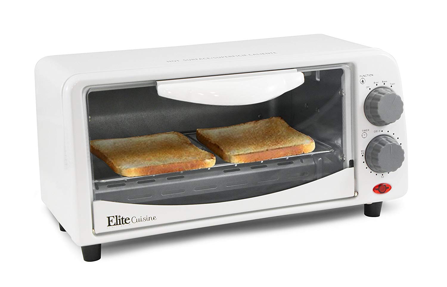 An image of Maxi-Matic Elite Cuisine ETO-113 White Compact Two Slice Toaster Oven | Toasty Ovens 