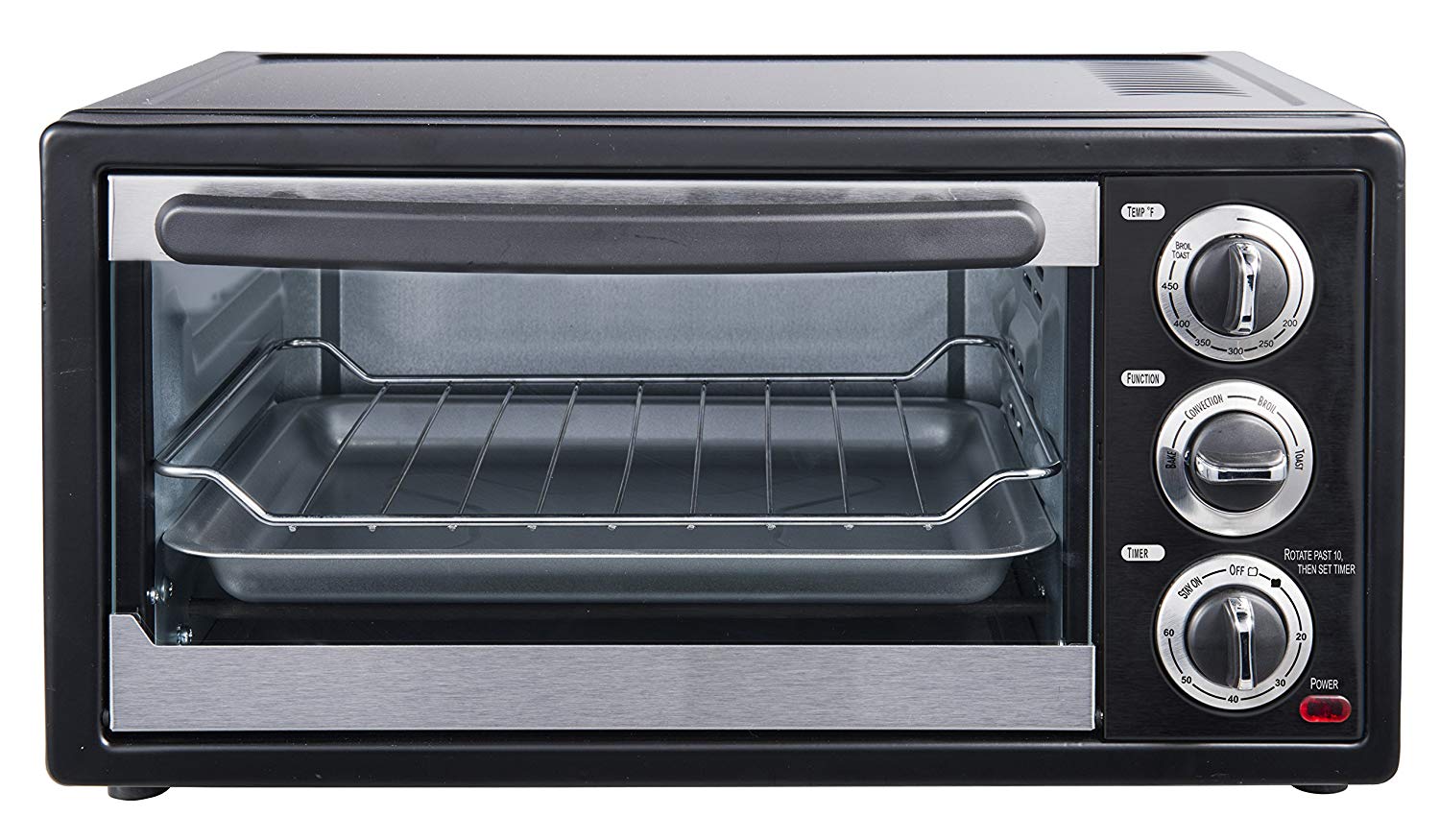 An image of Courant TO-1564 Black Stainless Steel Convection Countertop Large Six Slice Toaster Oven