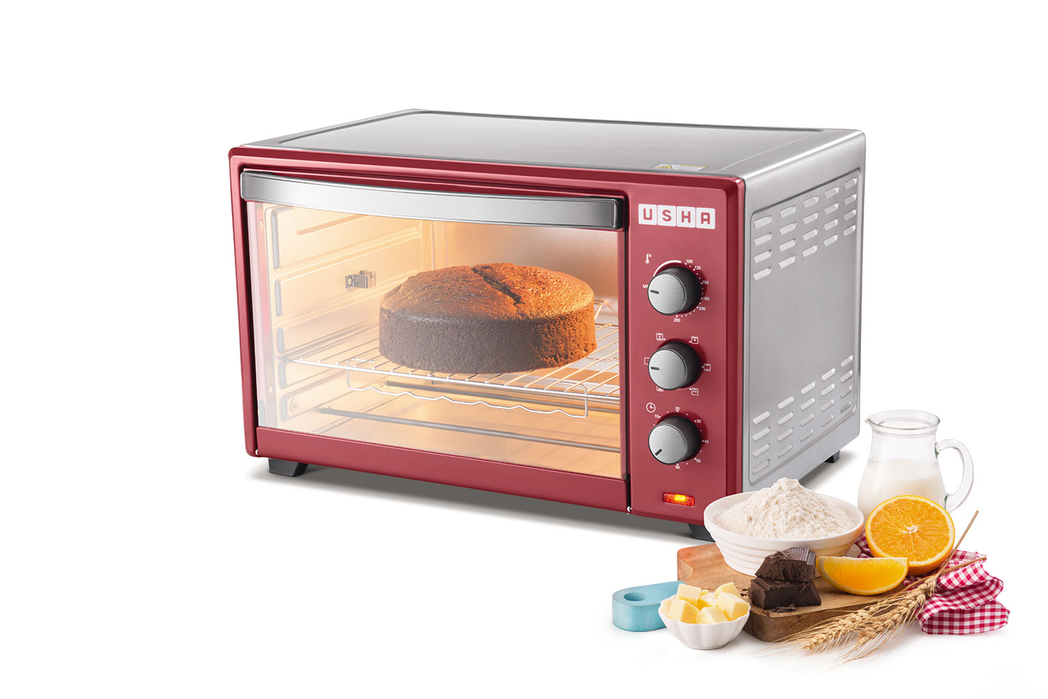 USHA Cook OTGW 3642RCSS Red Convection Large Toaster Oven Toasty Ovens