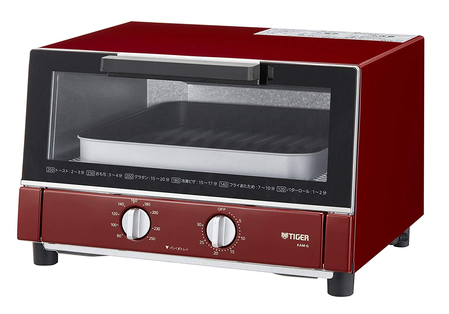 An image of Tiger Yakitate KAM-G130-R Red Large Toaster Oven