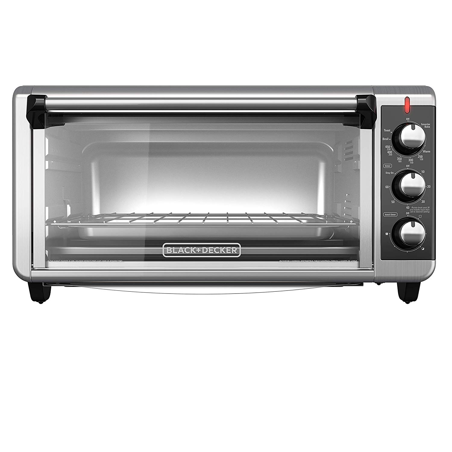 An image of Black and Decker TO3250XSBD Black Convection Countertop Extra Wide Eight Slice Toaster Oven