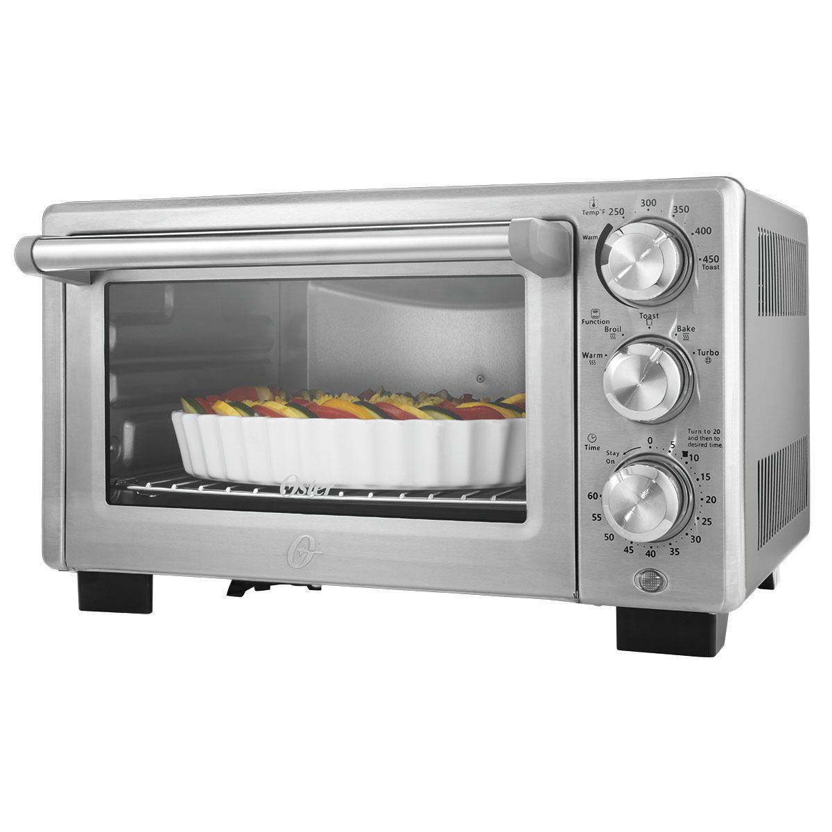 An image of Oster TSSTTVDFL2 Stainless Steel Countertop Toaster Oven | Toasty Ovens 