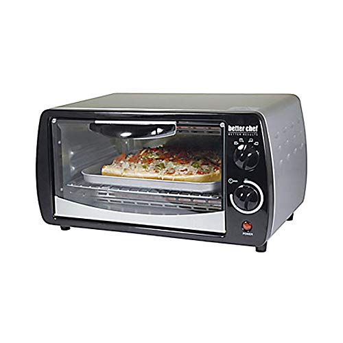 An image of Better Chef 97077737M Black Four Slice Toaster Oven | Toasty Ovens 