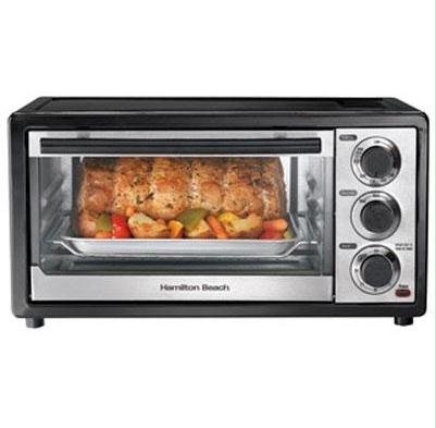 An image of Hamilton Beach 31508 Black Large Six Slice Toaster Oven | Toasty Ovens 