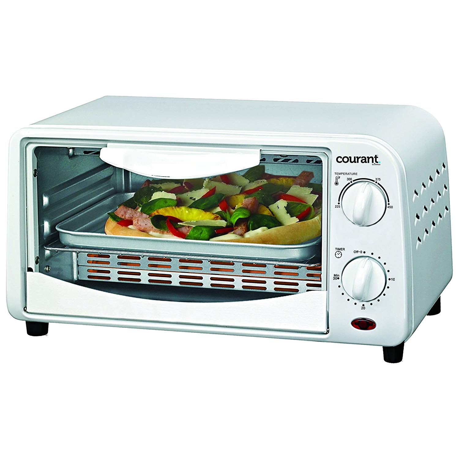 An image of Courant TO9M1 White Quartz Countertop Four Slice Toaster Oven | Toasty Ovens 