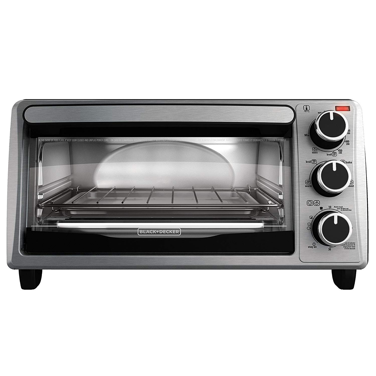 An image related to Black and Decker TO1303SB Black Conventional Countertop Compact Four Slice Toaster Oven