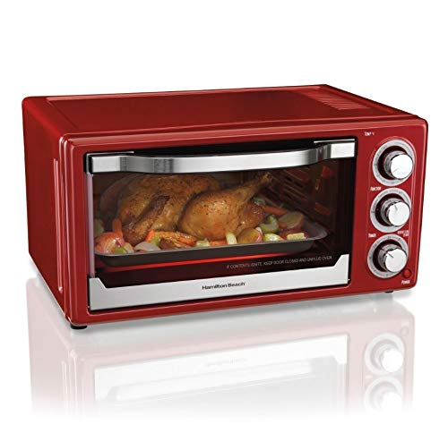 An image of Hamilton Beach 235235 Red Convection Countertop Six Slice Toaster Oven | Toasty Ovens 