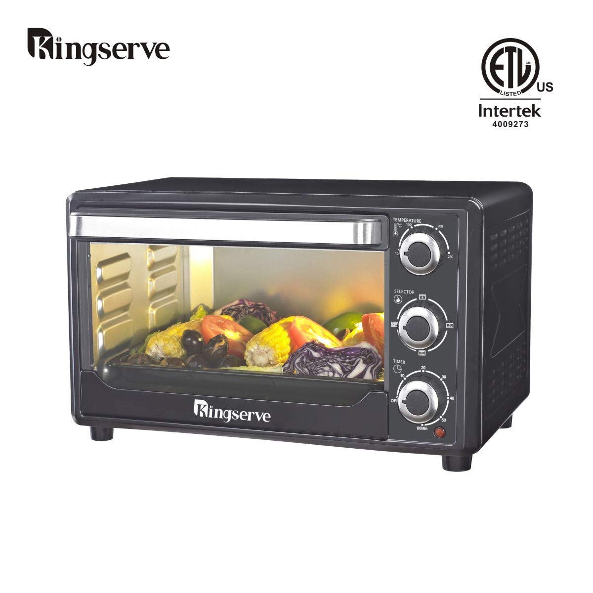 An image of Kingserve Black Convection Countertop Toaster Oven | Toasty Ovens 