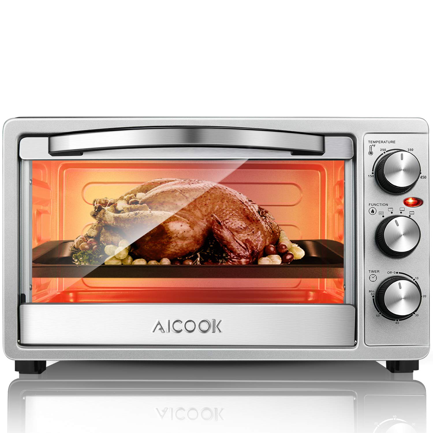 Aicook Gh23 Silver Conventional Countertop Six Slice Toaster Oven