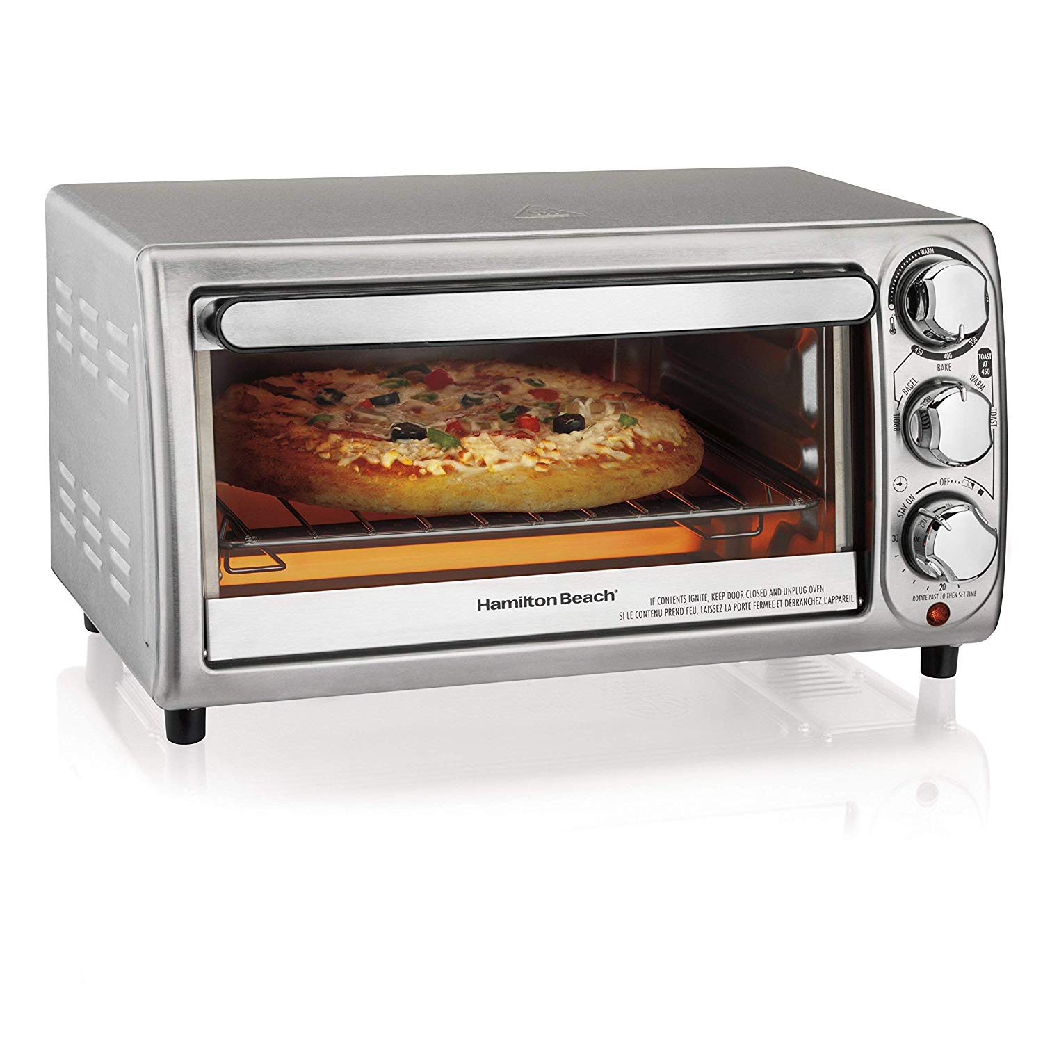 An image related to Hamilton Beach 31143 Silver Countertop Four Slice Toaster Oven