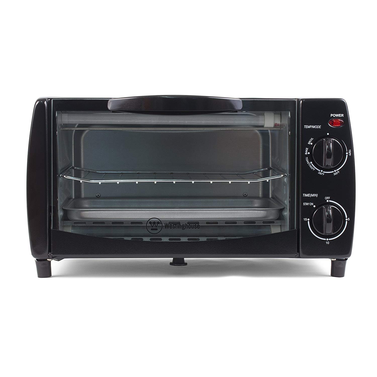 An image of Westinghouse WTO1010B Black Four Slice Toaster Oven