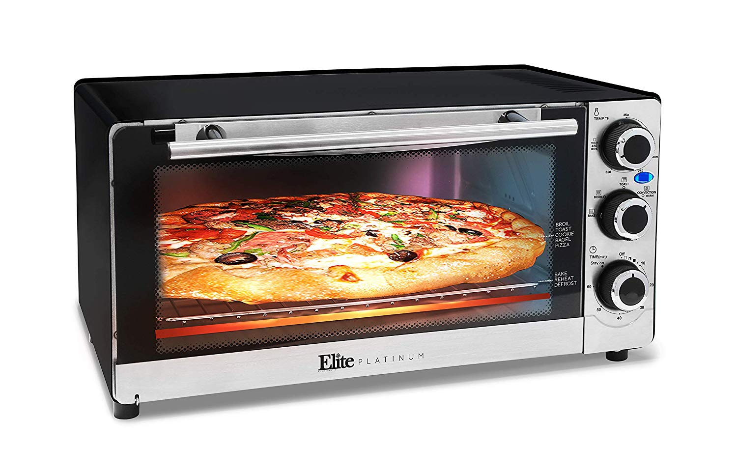 An image of Maxi-Matic Elite Platinum ETO-140C Silver Convection Six Slice Toaster Oven