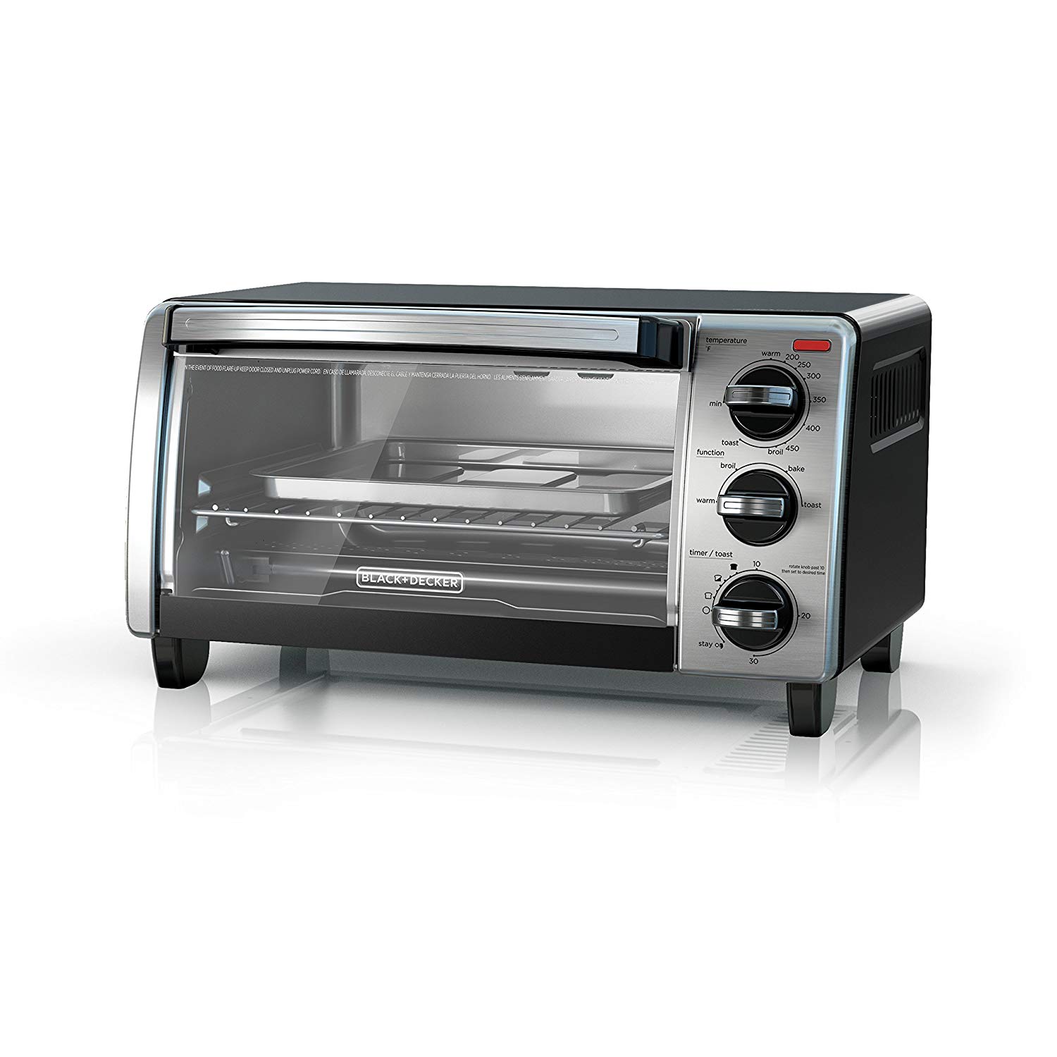 An image of Black and Decker TO1750SB Black Convection Compact Four Slice Toaster Oven | Toasty Ovens 