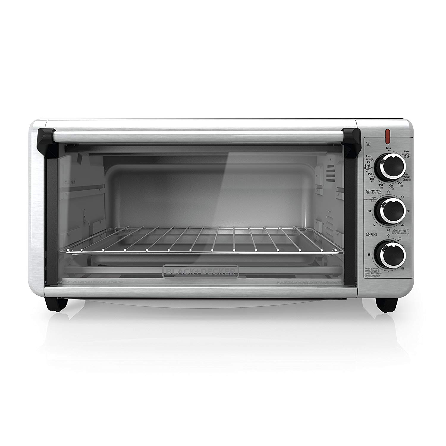 An image of Black and Decker TO3240XSBD Black Stainless Steel Convection Countertop Extra Wide Eight Slice Toaster Oven | Toasty Ovens 