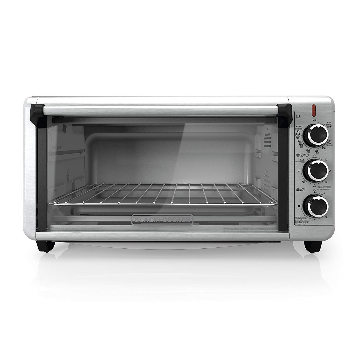 black+decker 4-slice countertop toaster oven, stainless steel silver  to1322sbd 