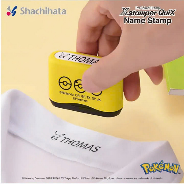 Cá nhân hóa đồ dùng bằng con dấu Shachihata Pokemon QN-41 đóng trên mọi chất liệu