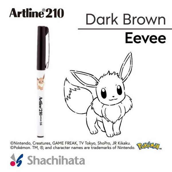 Bút lông kim Artline Pokemon EK-210NPM, Nâu đậm, 0.6mm