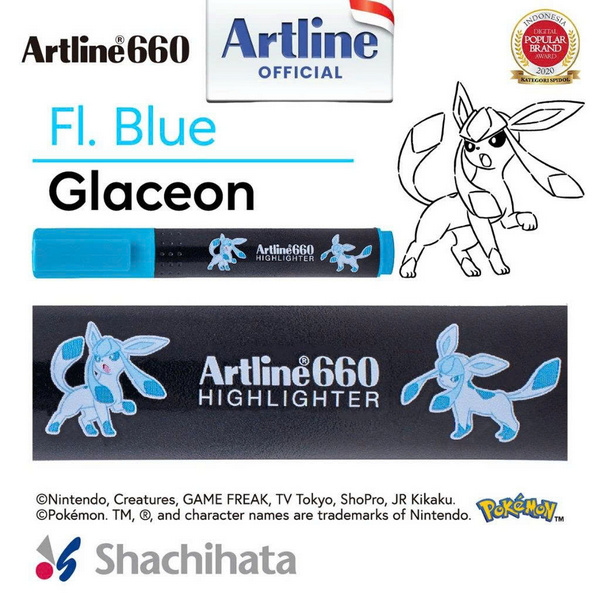 Bút dạ quang Artline Pokemon EK-660NPM, Xanh, 1.0-4.0mm