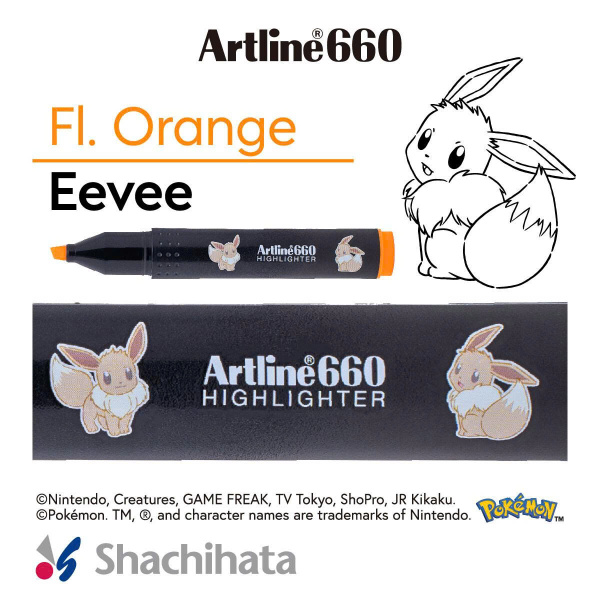 Bút dạ quang Artline Pokemon EK-660NPM, Cam,1.0-4.0mm