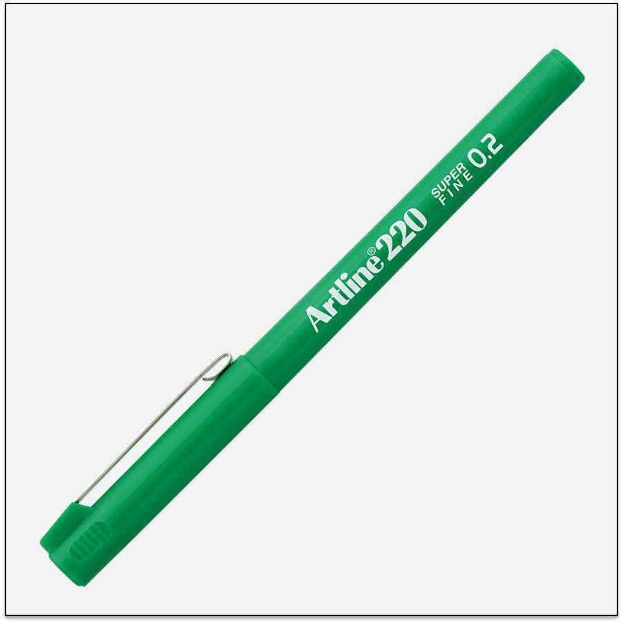 Bút lông kim Artline EK-220, Lục, 0.2mm